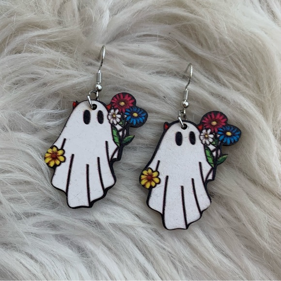 Jewelry - Floral Ghost Dangling Earrings